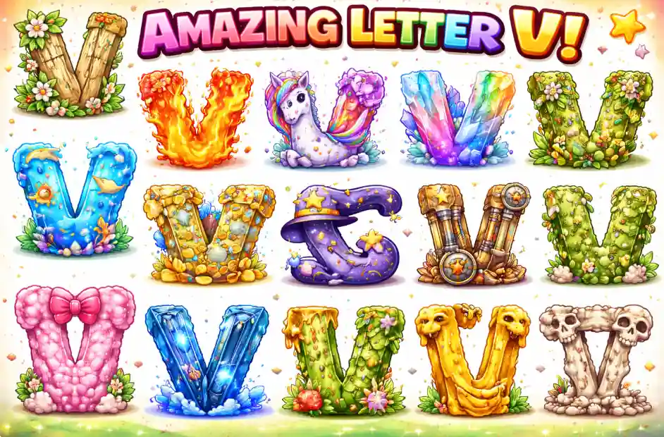 V in Different Fonts