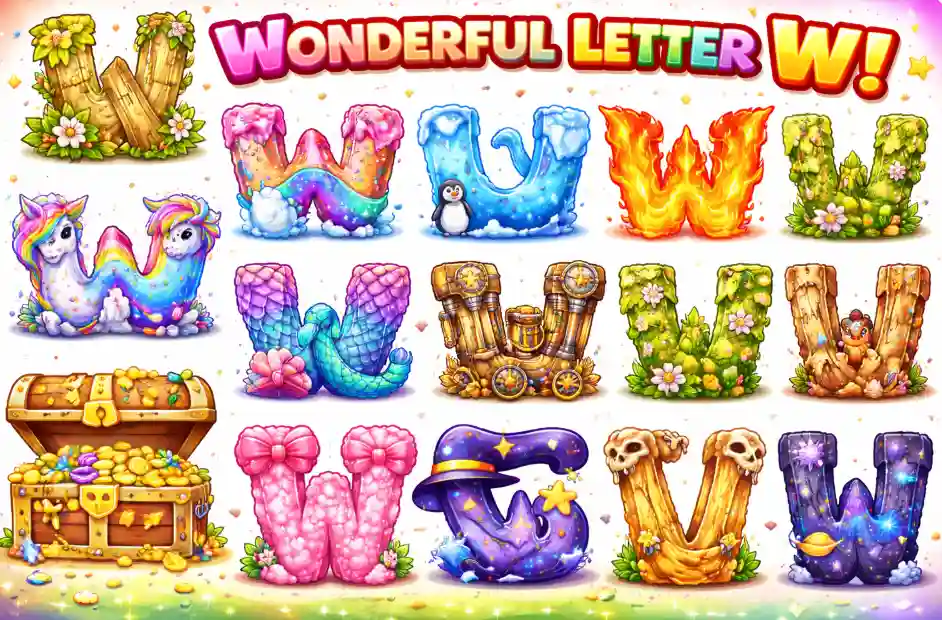 W in Different Fonts